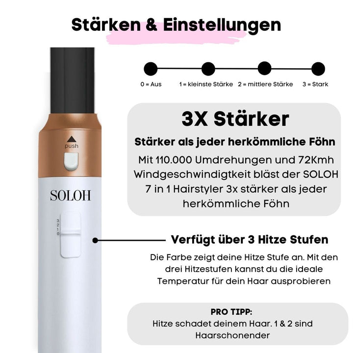 5in1 - Airstyler + Pflegehaarbürste, für das perfekte Haar - SOLOH