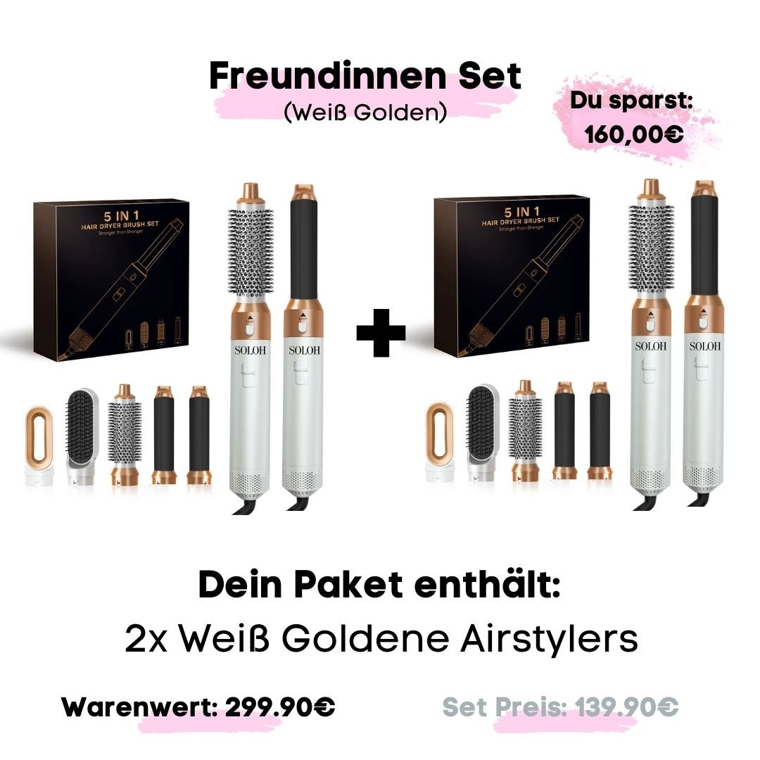 5in1 - Airstyler + Pflegehaarbürste, für das perfekte Haar - SOLOH