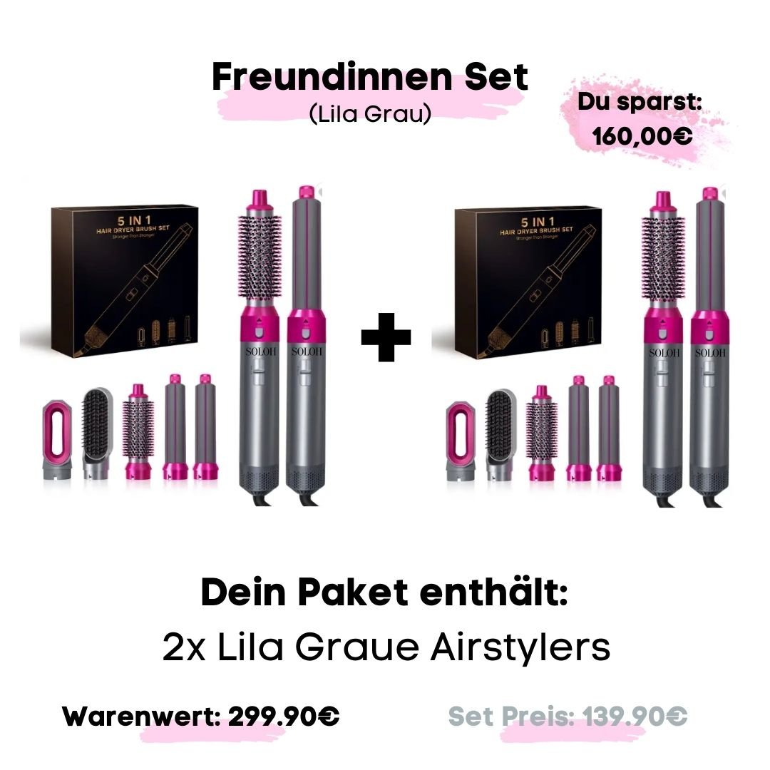 5in1 - Airstyler + Pflegehaarbürste, für das perfekte Haar - SOLOH