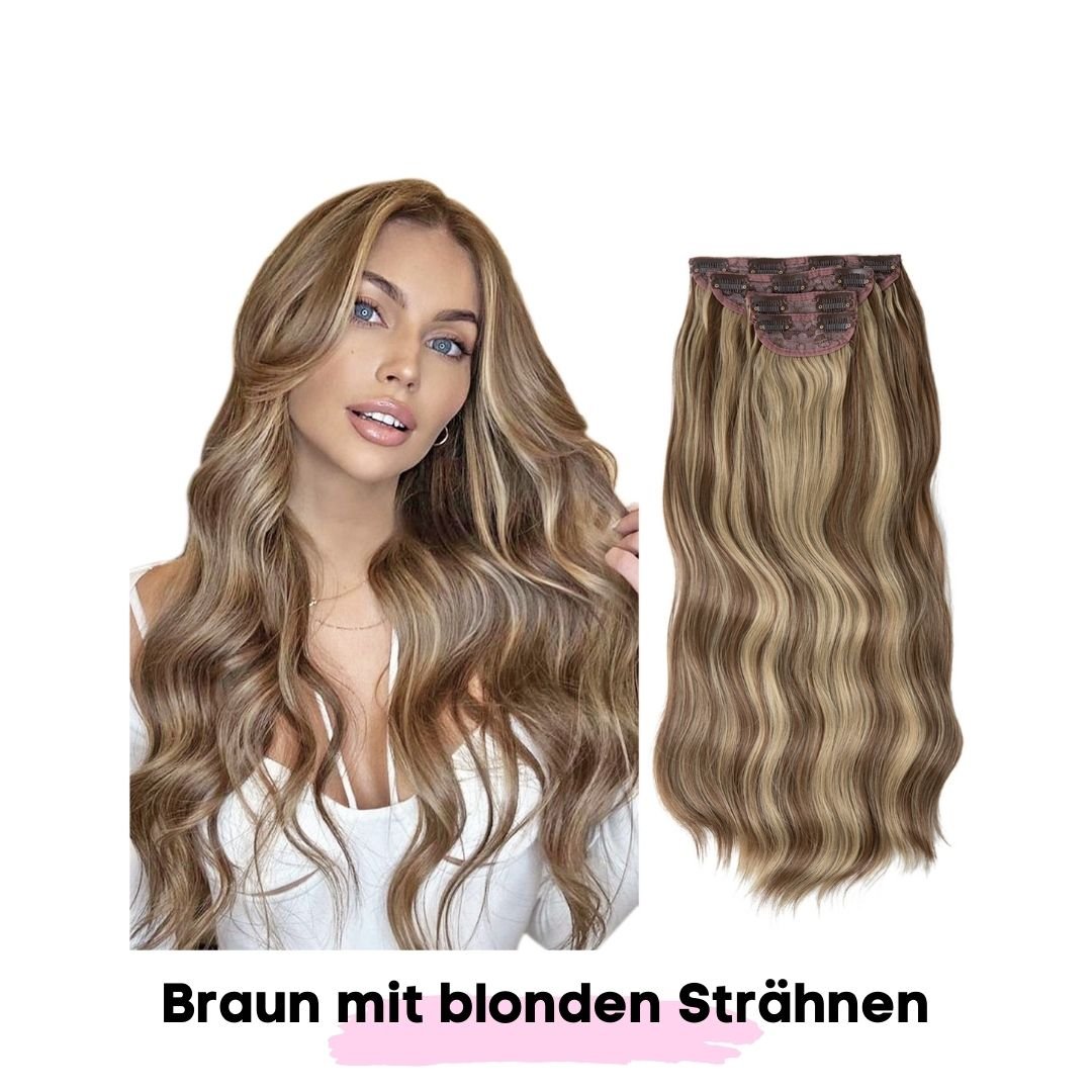 Clip in Haarverlängerungen + Pflege Haarbürste - SOLOH