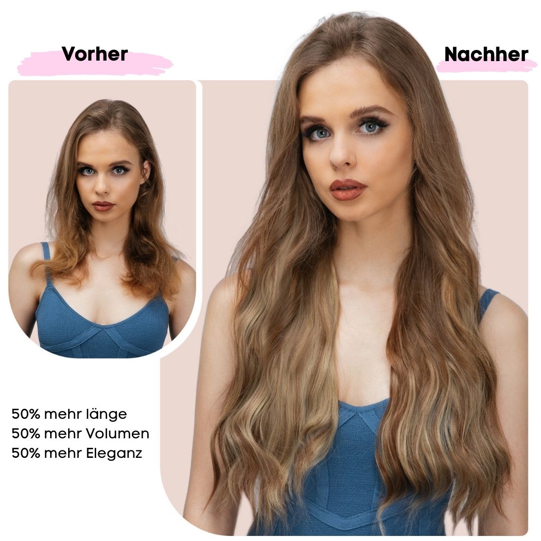Clip in Haarverlängerungen + Pflege Haarbürste - SOLOH