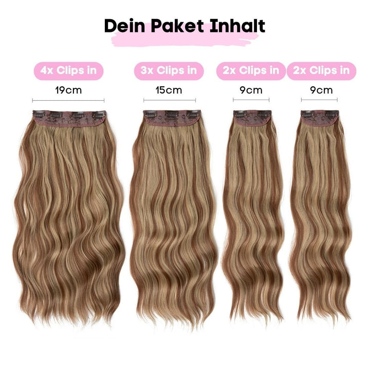 Clip in Haarverlängerungen + Pflege Haarbürste - SOLOH