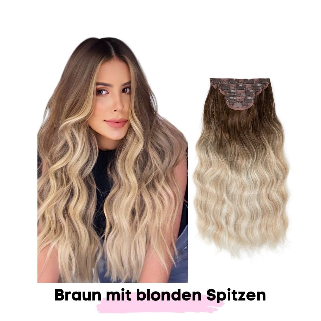 Clip in Haarverlängerungen + Pflege Haarbürste - SOLOH