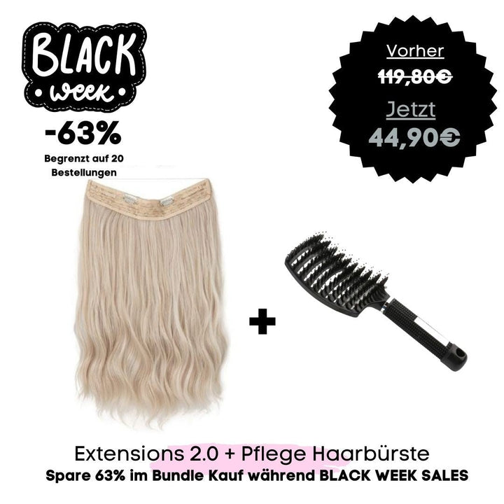 Haar Extensions 2.0 + Pflege Haarbürste | Mit Band & Clip | 40Cm 50Cm 60Cm - SOLOH