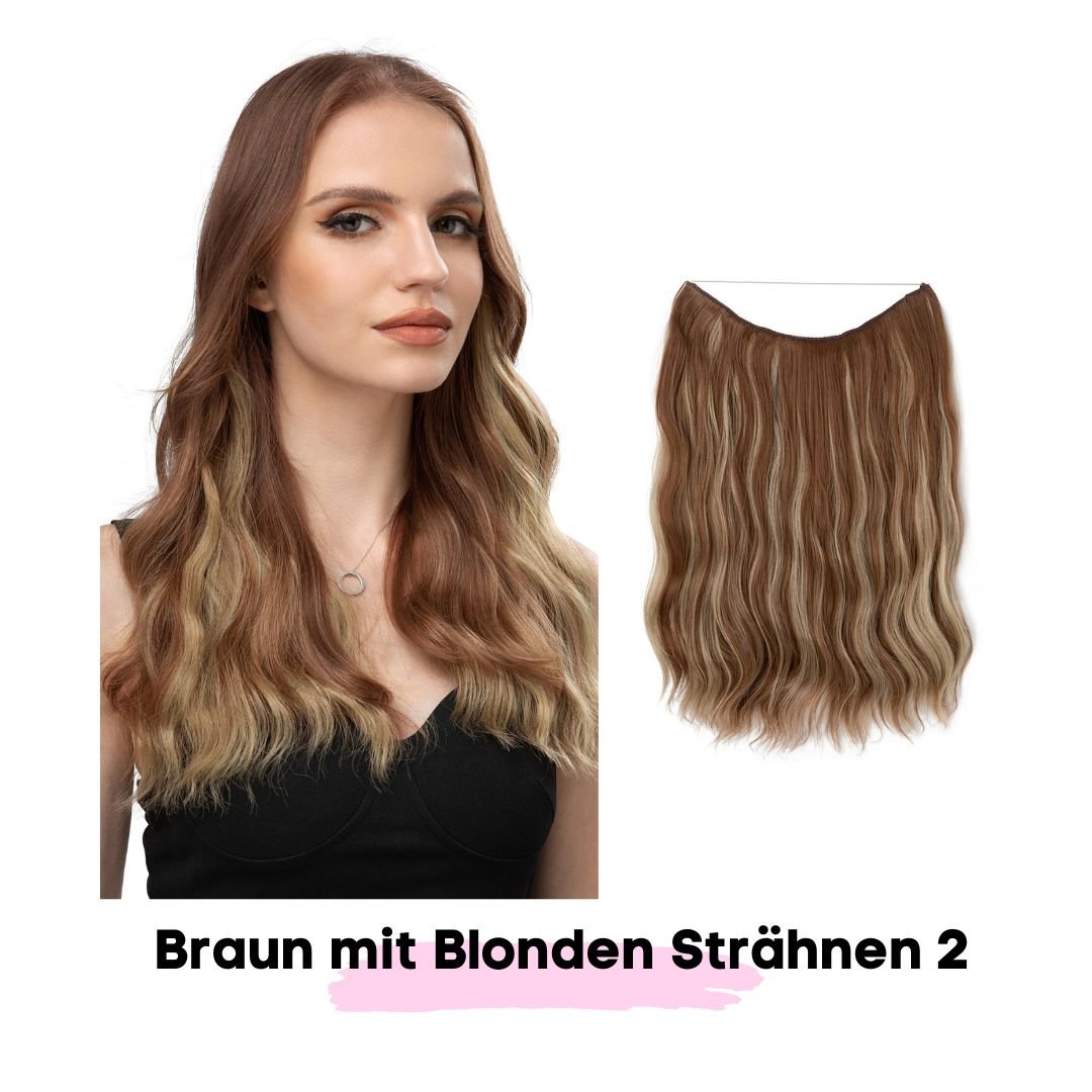Haar Extensions 2.0 + Pflege Haarbürste | Mit Band & Clip | 40Cm 50Cm 60Cm - SOLOH