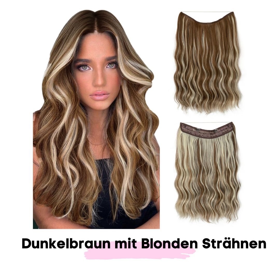 Haar Extensions 2.0 + Pflege Haarbürste | Mit Band & Clip | 40Cm 50Cm 60Cm - SOLOH