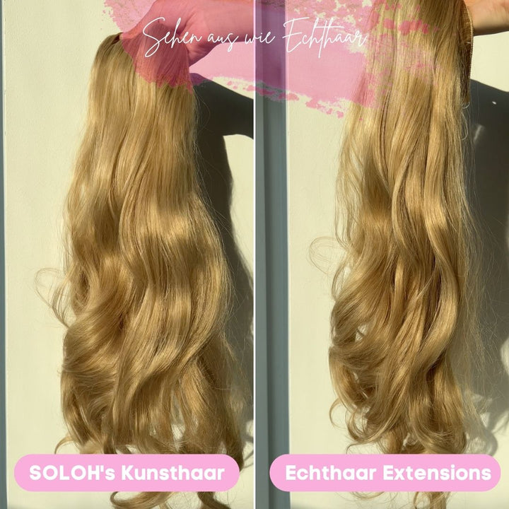 Haar Extensions 2.0 + Pflege Haarbürste | Mit Band & Clip | 40Cm 50Cm 60Cm - SOLOH